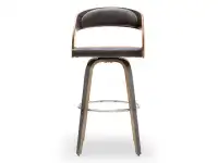 Industrialne krzesło barowe z drewna i skóry nr 48 vintage - przód