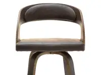 Industrialne krzesło barowe z drewna i skóry nr 48 vintage - siedzisko z oparciem przód