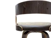 Industrialne krzesło barowe z drewna i skóry nr 48 vintage - siedzisko z oparciem tył