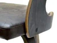 Industrialne krzesło barowe z drewna i skóry nr 48 vintage - siedzisko