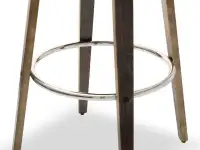 Industrialne krzesło barowe z drewna i skóry nr 48 vintage - detal podnóżek
