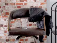 Industrialne krzesło barowe z drewna i skóry nr 48 vintage - siedzisko