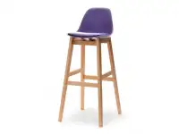 Modne krzesło barowe z oparciem ELMO fiolet-buk