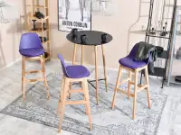 Modne krzesło barowe z oparciem ELMO fiolet-buk - w aranżacji