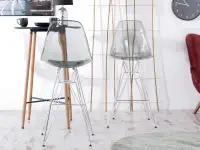 Nowoczesne krzesło barowe z tworzywa EPS ROD 1 dymione - przód i tył hokera