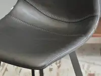 Krzesło barowe GOBI CZARNY VINTAGE ekoskóra przeszycia - skóra ekologiczna w siedzisku
