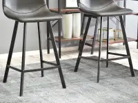 Krzesło barowe GOBI CZARNY VINTAGE ekoskóra przeszycia - metalowa podstawa