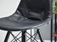 Krzesło barowe EPS WOOD TAP 1 CZARNY PIK - drewno czarne - pikowane siedzisko
