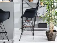 Krzesło barowe EPS ROD TAP 2 CZARNE welurowe + czarny - profil