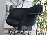 Krzesło barowe EPS ROD TAP 2 CZARNE welurowe + czarny - komfortowe siedzisko