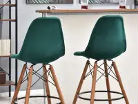 Krzesło barowe EPS WOOD TAP 1 ZIELONY welur - drewno orzech - tył krzesła