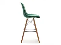 Krzesło barowe EPS WOOD TAP 1 ZIELONY welur - drewno orzech - profil