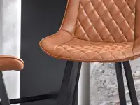 Krzesło barowe ESCI BRĄZ VINTAGE z przeszywanej skóry eko - miękkie siedzisko