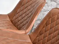 Krzesło barowe ESCI BRĄZ VINTAGE z przeszywanej skóry eko - nowoczesna forma
