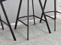 Krzesło barowe ESCI CZARNE ze skóry eko z przeszyciami - czarna podstawa