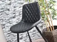 Krzesło barowe ESCI CZARNE ze skóry eko z przeszyciami - przeszycia