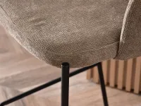 Krzesło barowe do kuchni GUIDO BEŻOWE - CZARNA PODSTAWA - pleciona tkanina
