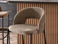 Krzesło barowe do kuchni GUIDO BEŻOWE - CZARNA PODSTAWA - kubełkowe siedzisko