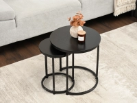 Zestaw okrągłych stolików CZARNE DREWNO KAREL S CZARNY - okrągłe blaty