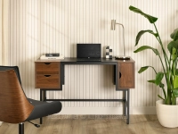 Industrialne biurko z szufladami LOFT orzech - minimalistyczna forma