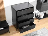 Komoda CZARNA SAMOA A - CZARNE DREWNO - szuflady na dotyk