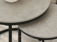 Komplet okrągłych stolików kawowych BETON KAREL S CZARNY - płyta laminowana imitująca beton