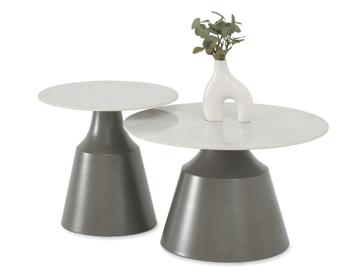 Komplet ceramicznych stolików ARAYA SZARY MARMUR SZARY