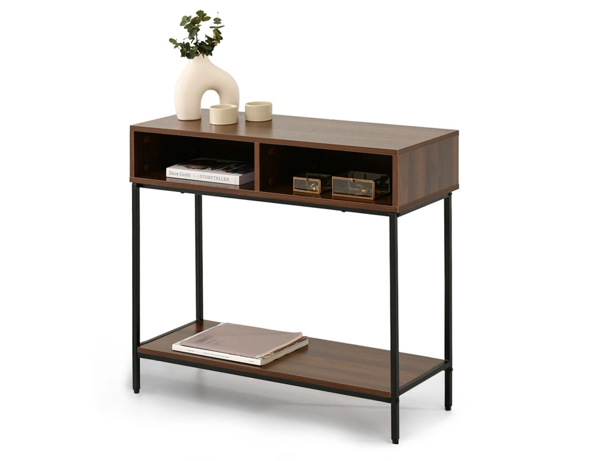 Konsola w stylu loft w półkami ORZECH - CZARNY FRIDA