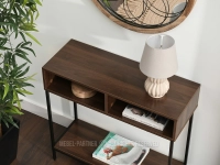 Konsola w stylu loft w półkami ORZECH - CZARNY FRIDA - w aranżacji