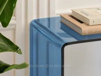 Stylowa prostokątna konsola z giętego szkła EMERALD NIEBIESKI - gięte hartowane szkło