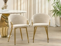 Kremowe krzesło glamour do salonu CLARA - ZŁOTE NOGI - stylowe krzesła do eleganckich wnętrz