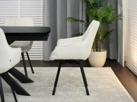 Kremowe krzesło obrotowe ARUBA BOUCLE - CZARNY - profil krzesła