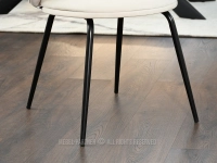 KREMOWE krzesło tapicerowane welurowe CINDY - CZARNY - metalowa podstawa