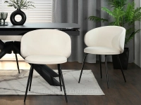 KREMOWE krzesło tapicerowane welurowe CINDY - CZARNY - bryła krzesła
