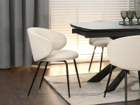 KREMOWE krzesło tapicerowane welurowe CINDY - CZARNY - wygodne siedzisko