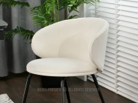 KREMOWE krzesło tapicerowane welurowe CINDY - CZARNY - wyprofilowane oparcie