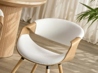 KREMOWE drewniane krzesło gięte WELUROWE BENT DĄB - wygodne siedzisko z podłokietnikami