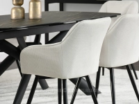 KREMOWE krzesło do jadalni tapicerowane BONA - CZARNY - tapicerowany tył