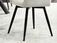 KREMOWE krzesło do jadalni tapicerowane BONA - CZARNY - stabilna noga