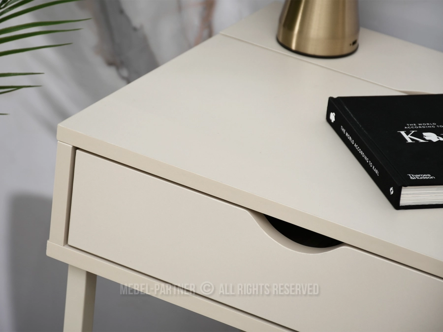 KREMOWY stolik nocny z gniazdkiem i portem USB EMMA - płyta laminowana w modnym kremowym odcieniu
