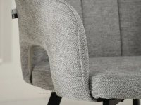 Krzesło SZARE tapicerowane CORBET - CZARNA NOGA - przyjemna tkanina
