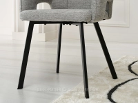 Krzesło SZARE tapicerowane CORBET - CZARNA NOGA - metalowa podstawa