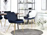 Luksusowe krzesło z welurowym siedziskiem ADEL granat - widok na półprofil krzesła
