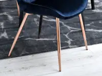 Welurowe krzesło pikowane ADEL GRANAT - MIEDŹ - nogi w miedzianym kolorze