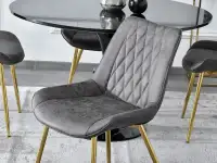 Krzesło tapicerowane ADEL SZARE COWBOY ZŁOTA NOGA - komfortowe siedzisko