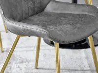 Krzesło tapicerowane ADEL SZARE COWBOY ZŁOTA NOGA - odpowiednia bryła