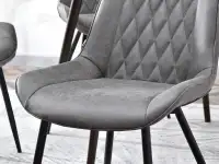 Pikowane krzesło tapicerowane do jadalni ADEL szare - detale