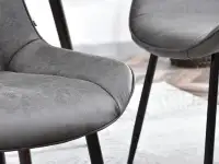 Pikowane krzesło tapicerowane do jadalni ADEL szare - tkanina vintage
