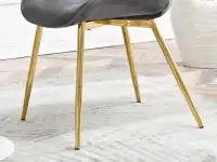 Krzesło tapicerowane ADEL SZARE WELUR NA ZŁOTYCH NOGACH - smukłe nóżki