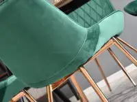 Krzesło welurowe ADEL ZIELONE glamour na miedzianej nodze - metalowa podstawa